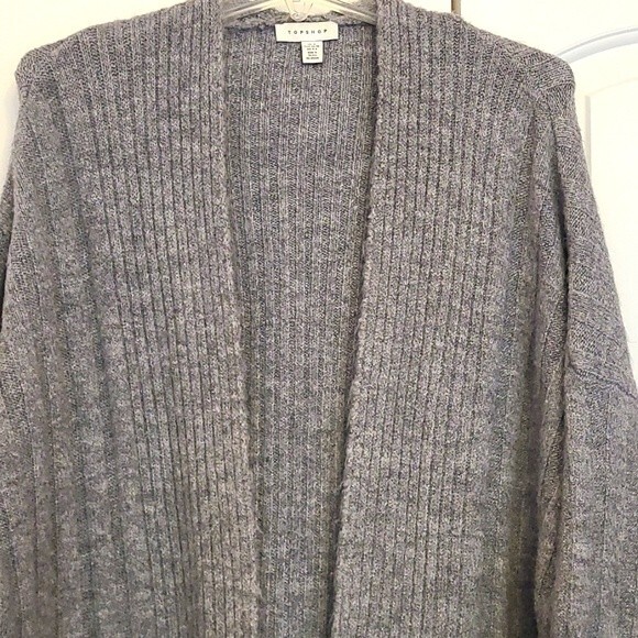 Topshop Oversized Gray Marl Cardigan Sweater Size 4-6 (S) - Picture 4 of 10